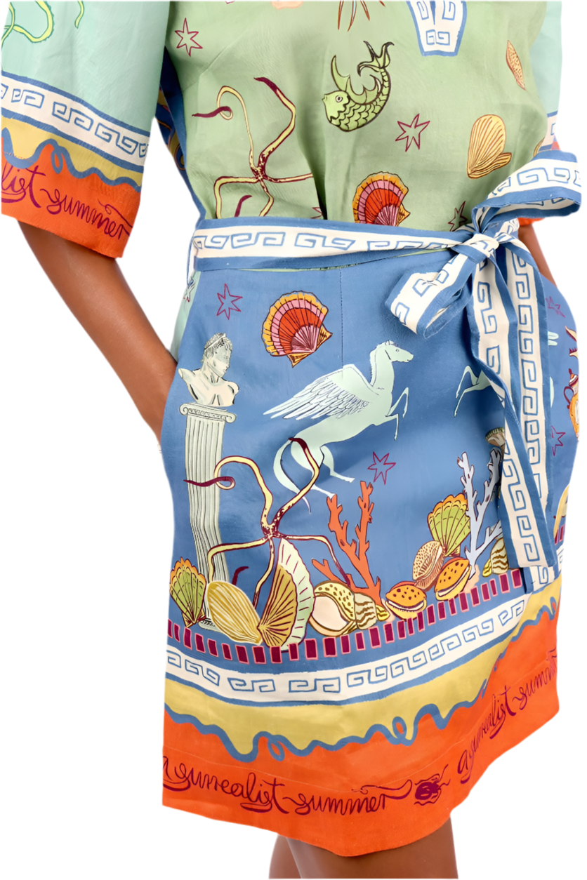 Blue Green Mini Tunic Dress