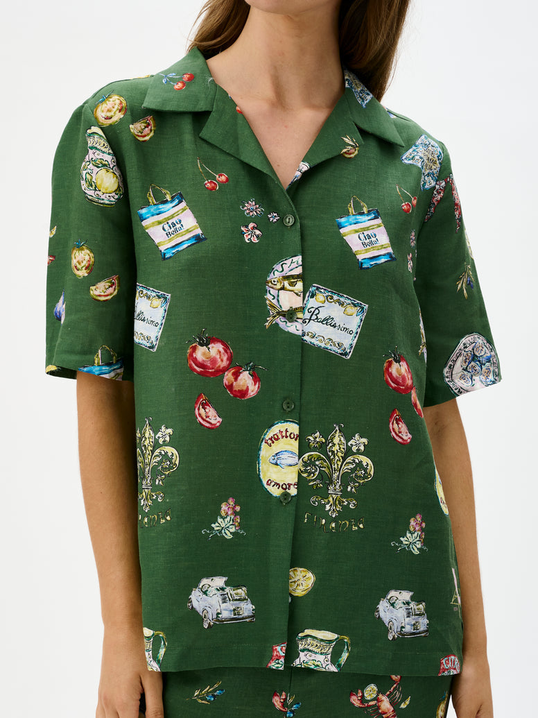 Green Print Outfit Set