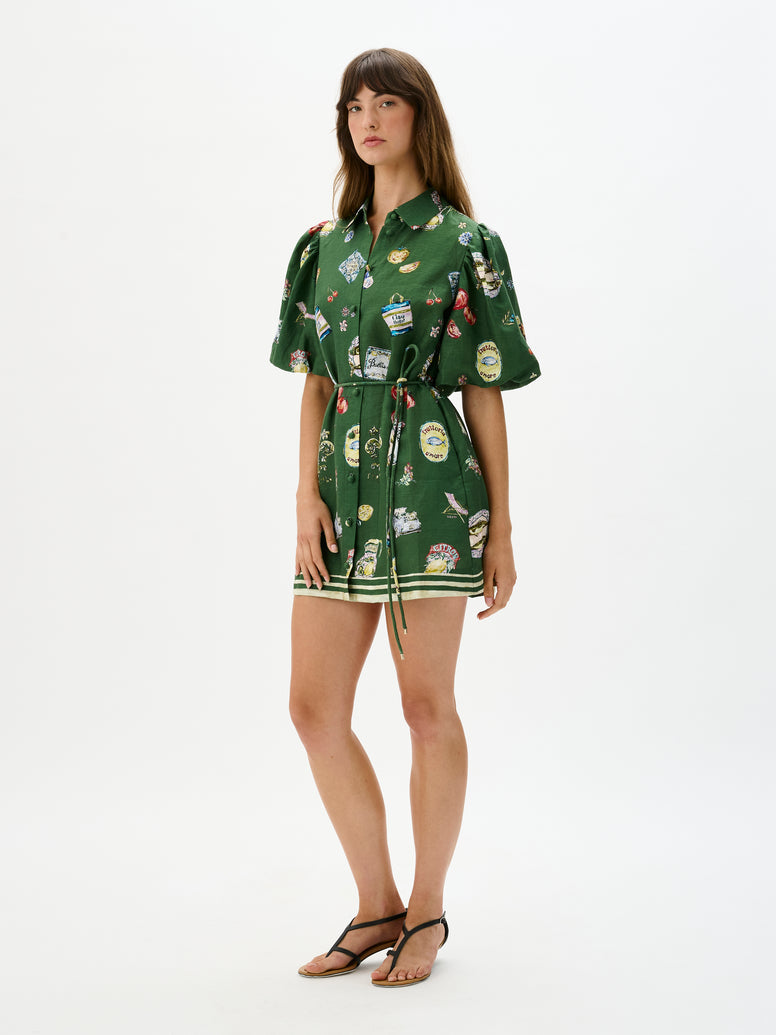 Green Fun Mini Shirt Dress