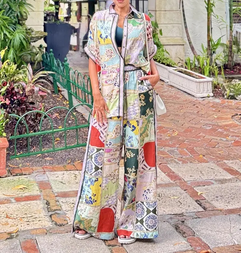 Unique Patchwork Pant Set