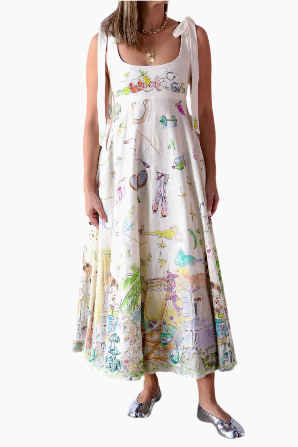 Cartoon Sundress White