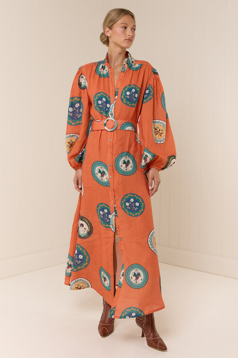 Orange Crush Maxi Shirt Dress
