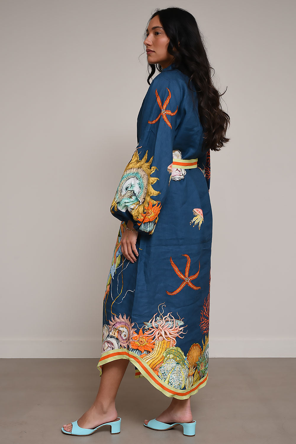 Unique Jellyfish Blue Midi Shirt Dress