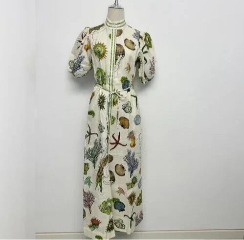 White Jellyfish Midi Shirt Dress