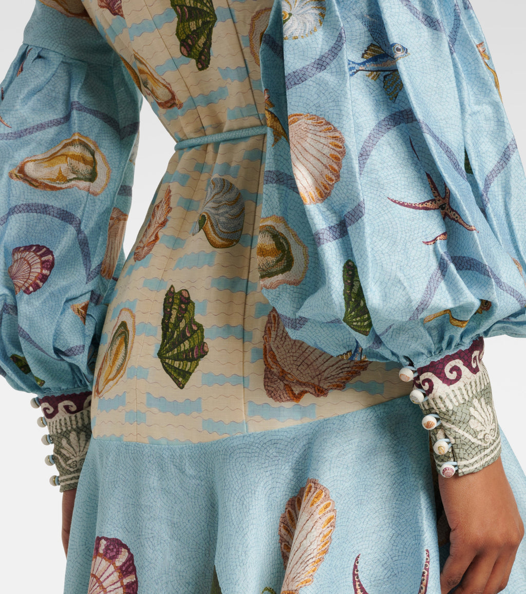 White Starfish Long Sleeve Maxi Shirt Dress