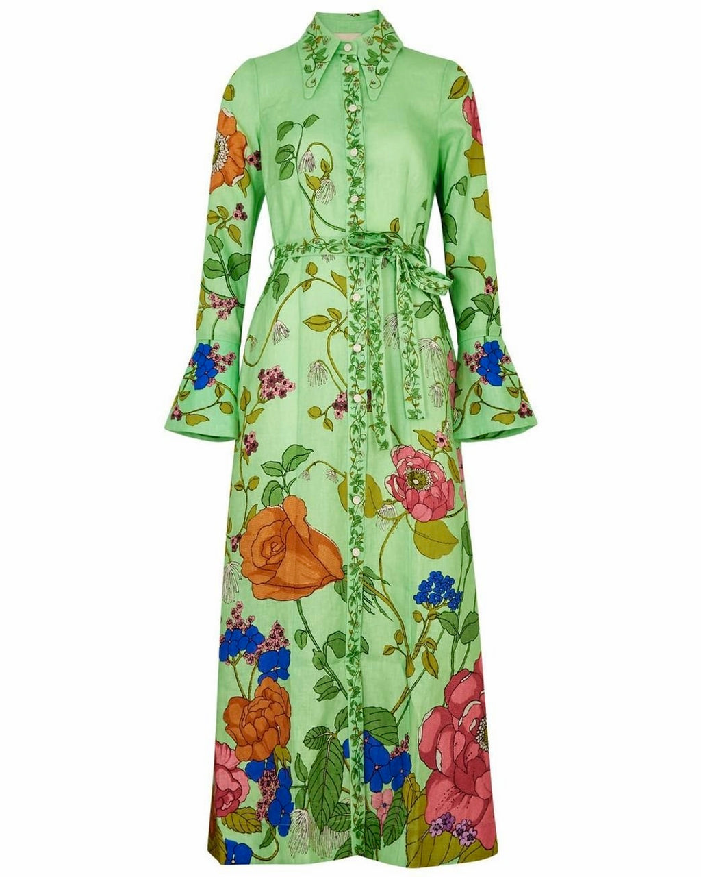 Mint Floral Maxi Shirt Dress