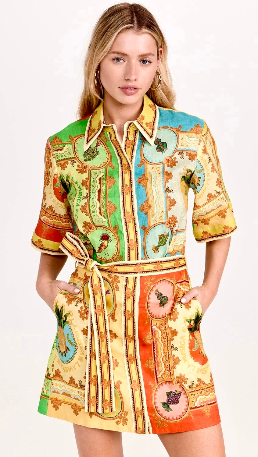 Pineapple Mini Shirt Dress
