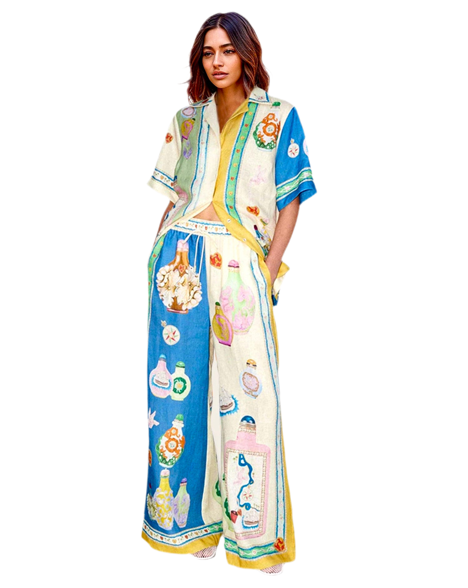 White Yellow Bottles Outfit Set