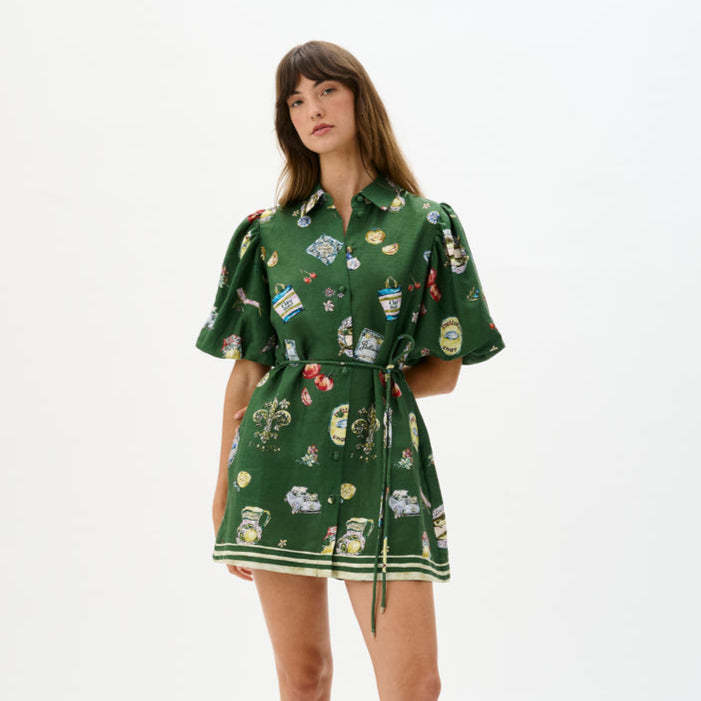 Green Fun Mini Shirt Dress