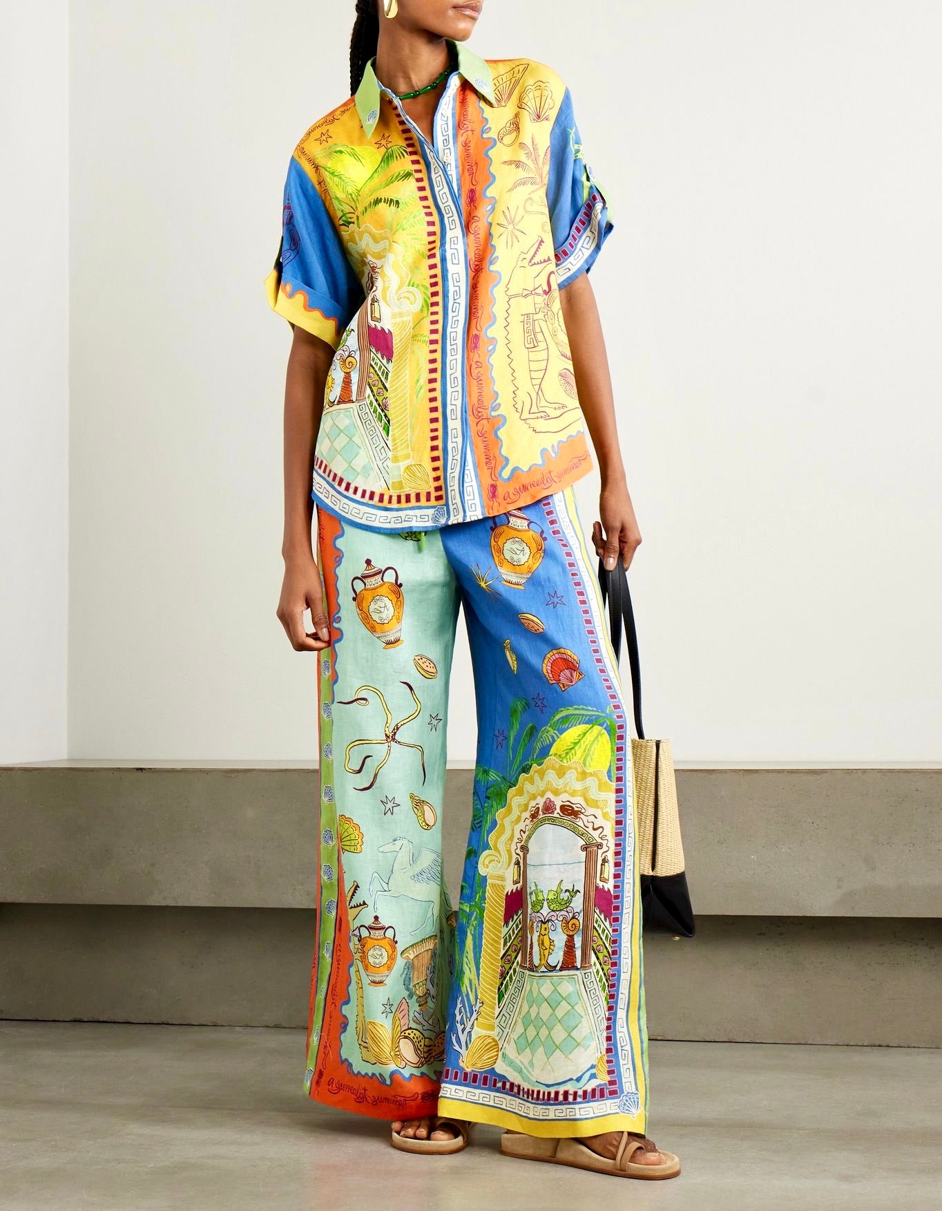 Unique Blue Green Outfit Set