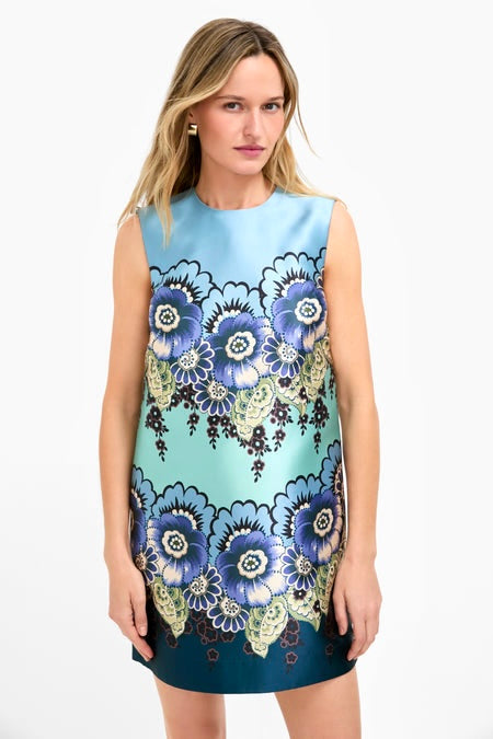 Blue Swirl Shift Dress Mini