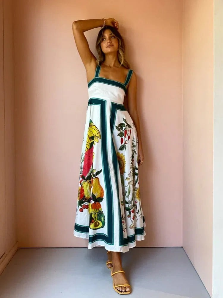 Fruit Sundress Green Lines
