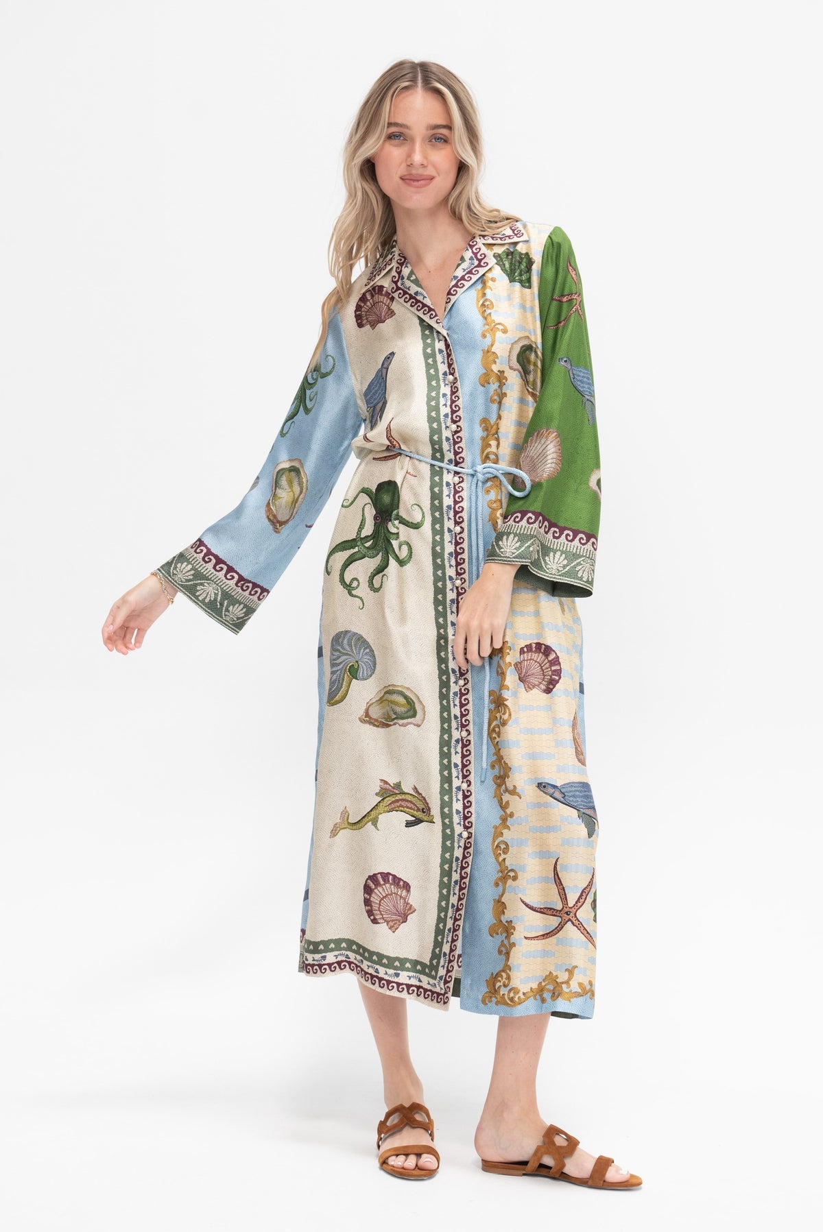 White Starfish Maxi Shirt Dress / Duster