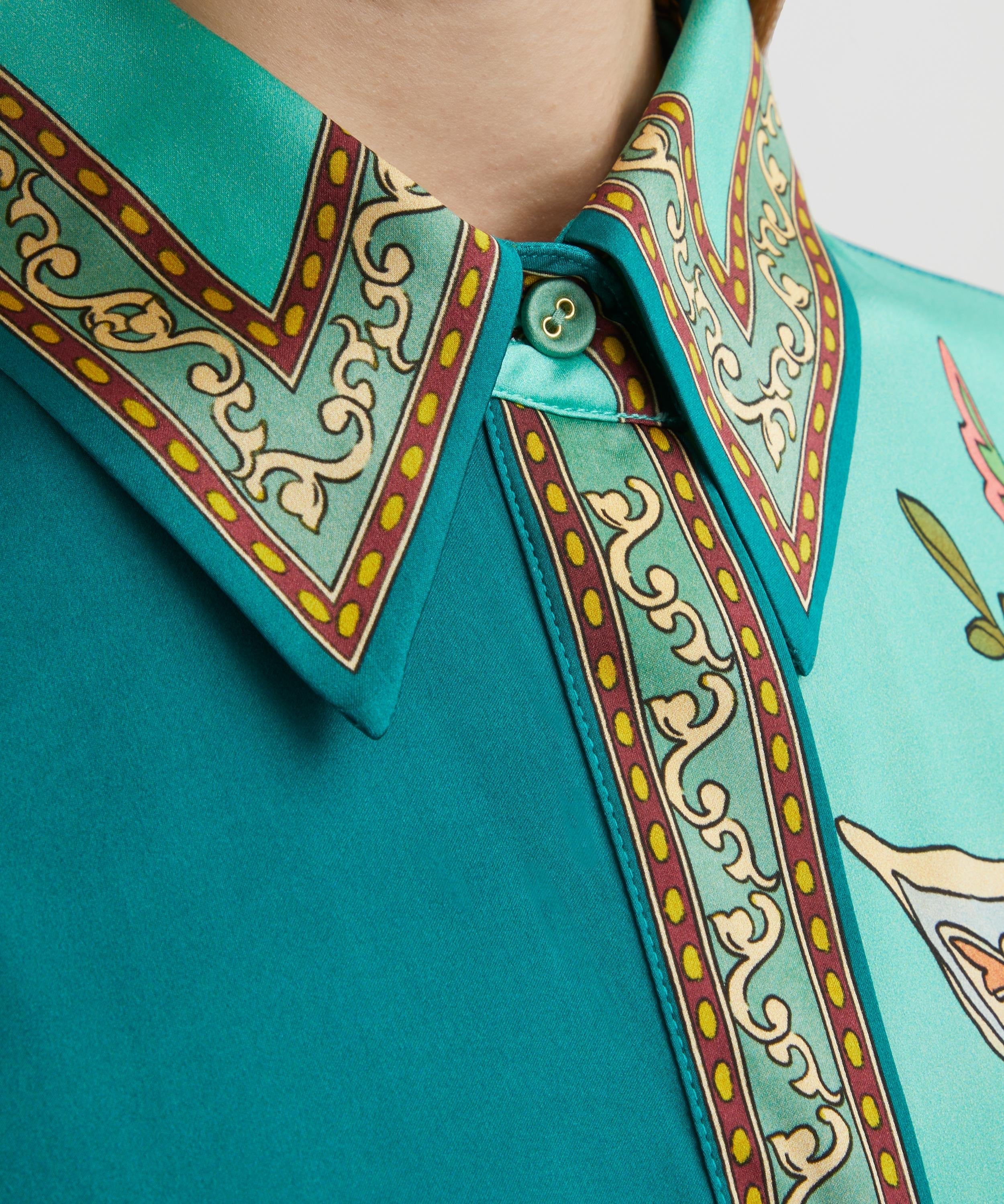 Teal Long Sleeve Maxi Shirt Dress