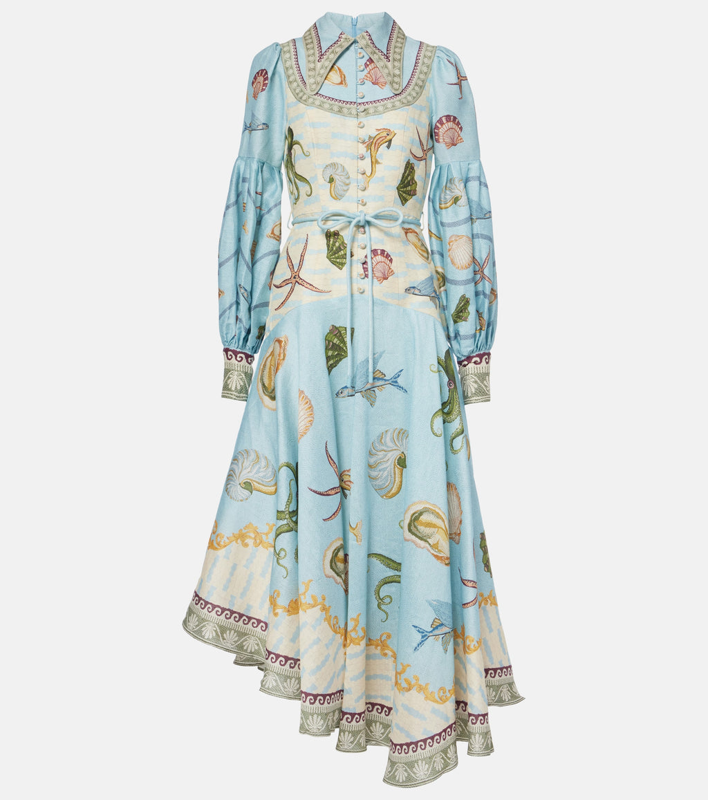 White Starfish Long Sleeve Maxi Shirt Dress