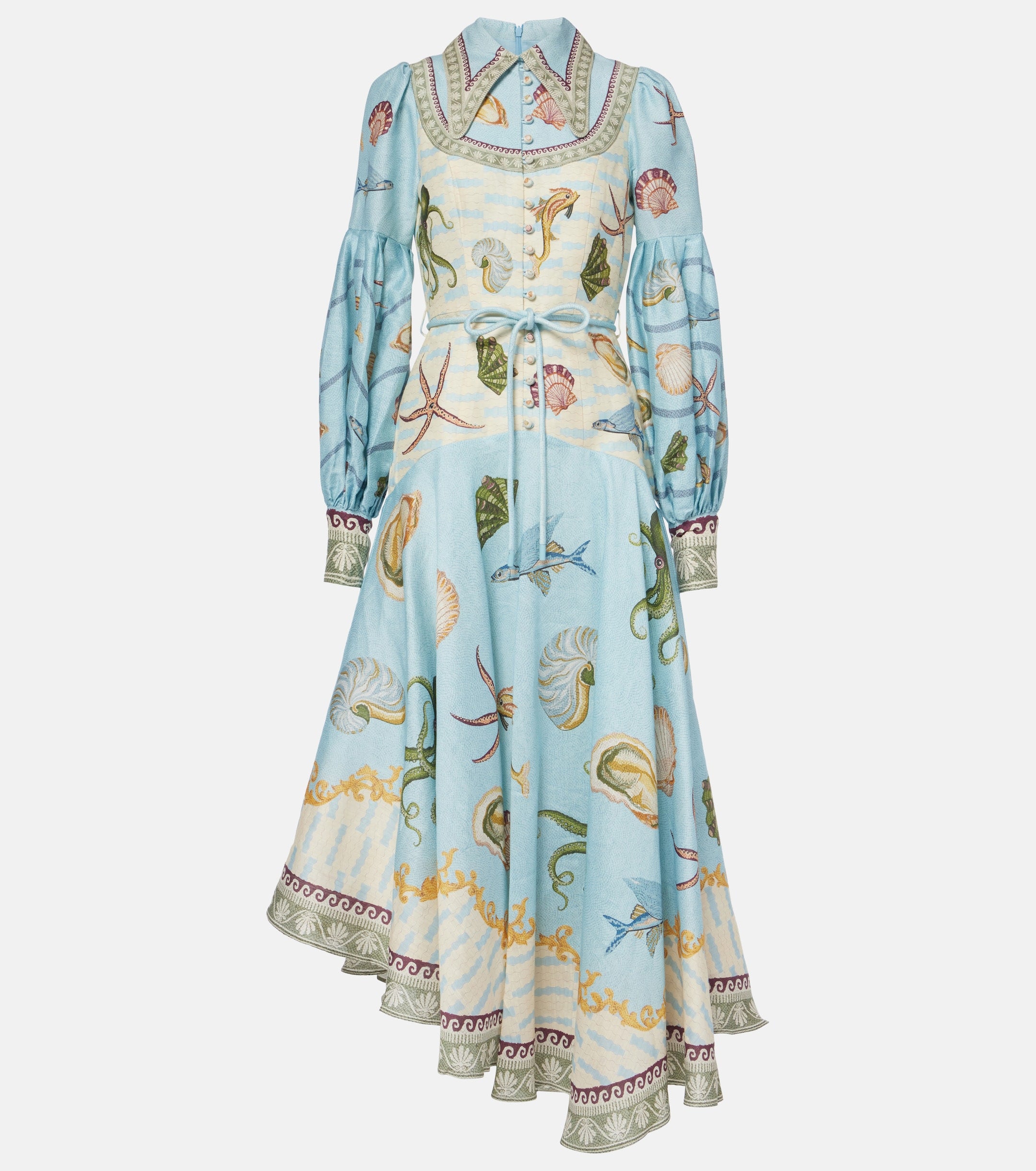 White Starfish Long Sleeve Maxi Shirt Dress