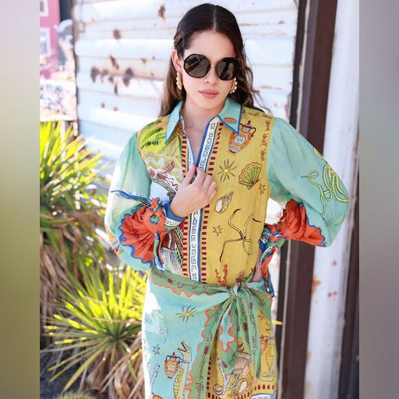 Unique Ocean Knot Mini Shirt Dress
