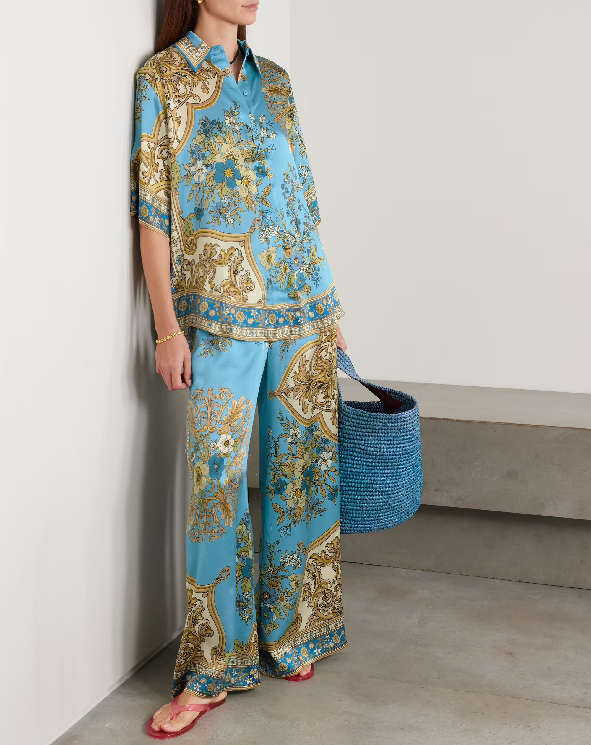 Unique Blue Scroll Pant Set