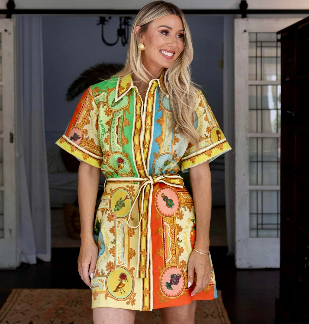 Pineapple Mini Shirt Dress