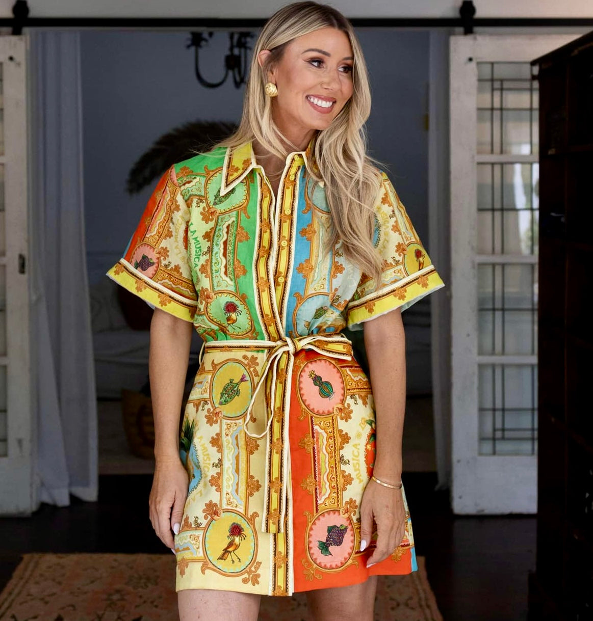 Pineapple Mini Shirt Dress