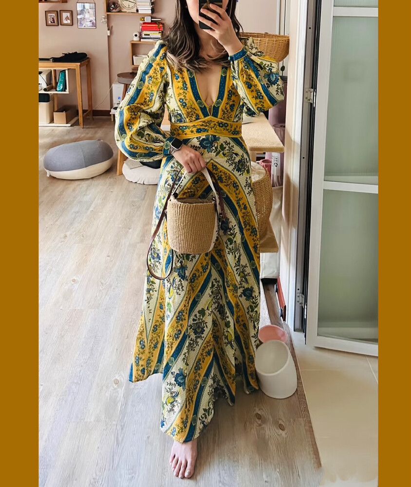 Unique Gold Vintage Maxi Dress