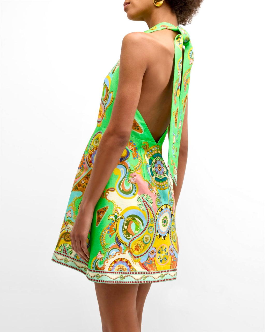 Green Swirls Halter Mini Dress
