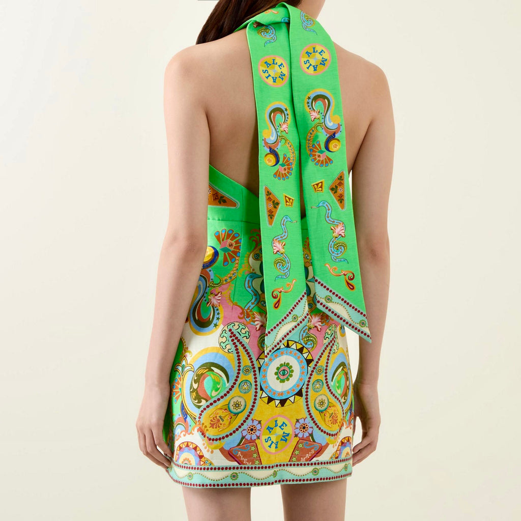 Green Swirls Halter Mini Dress