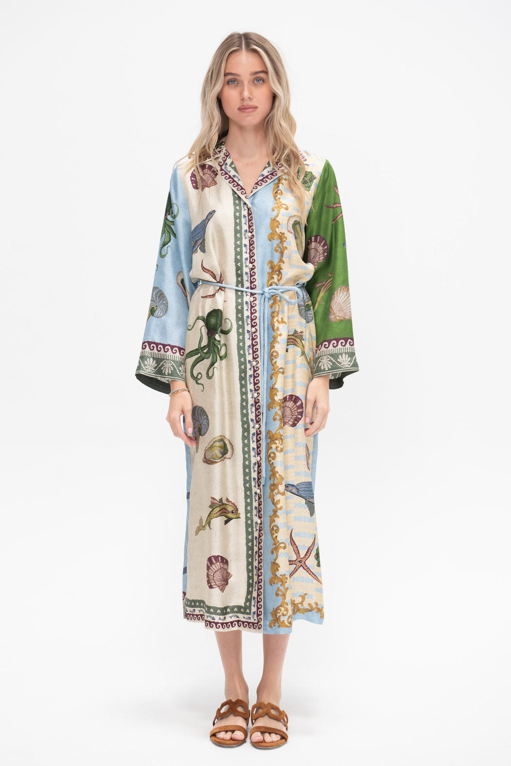 White Starfish Maxi Shirt Dress / Duster