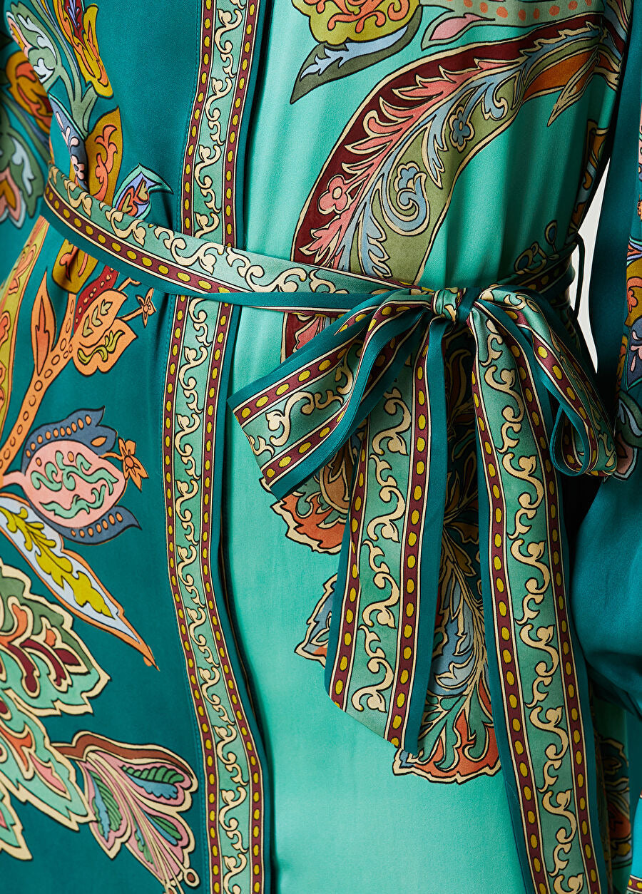 Teal Long Sleeve Maxi Shirt Dress