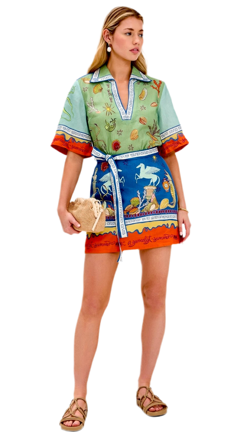 Blue Green Mini Tunic Dress
