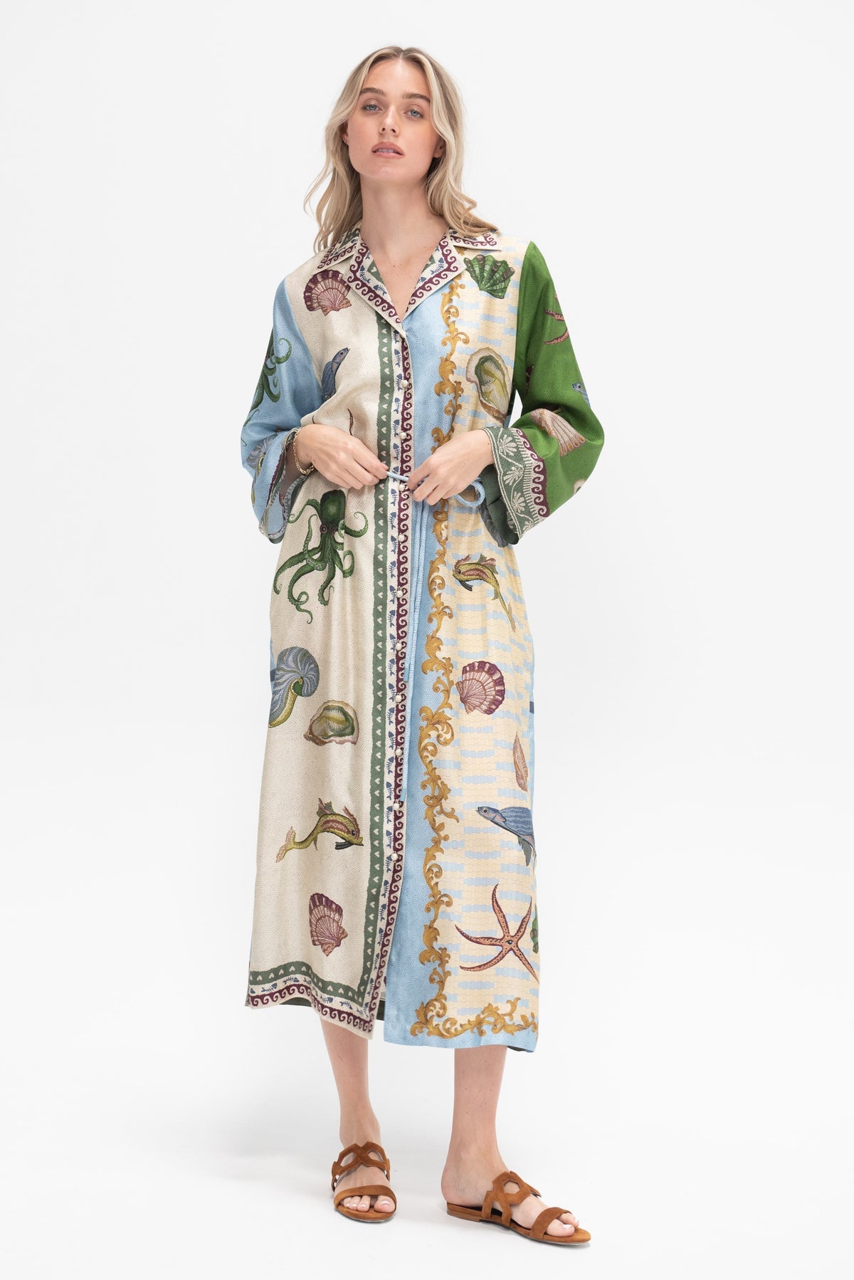 White Starfish Maxi Shirt Dress / Duster