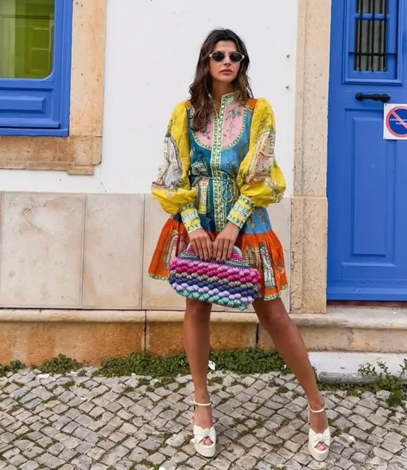 Unique Pastel Mini Shirt Dress