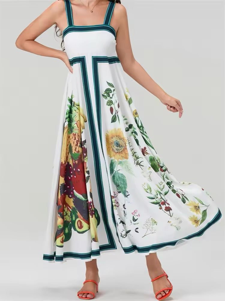 Fruit Sundress Green Lines