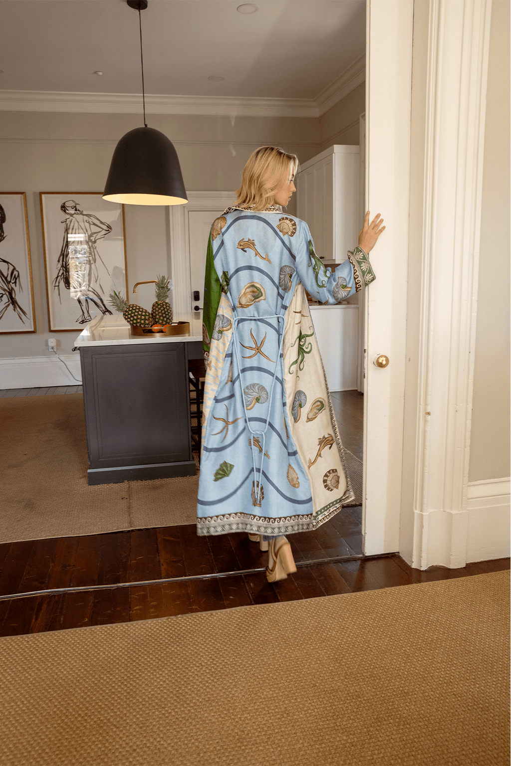 White Starfish Maxi Shirt Dress / Duster