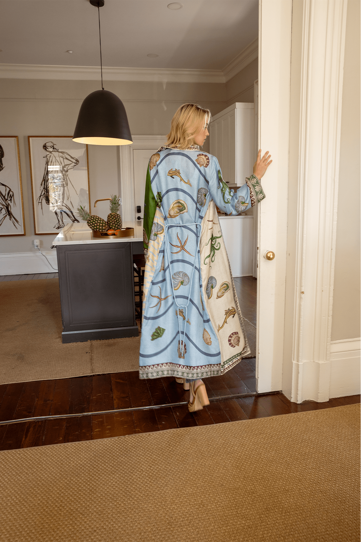 White Starfish Maxi Shirt Dress / Duster