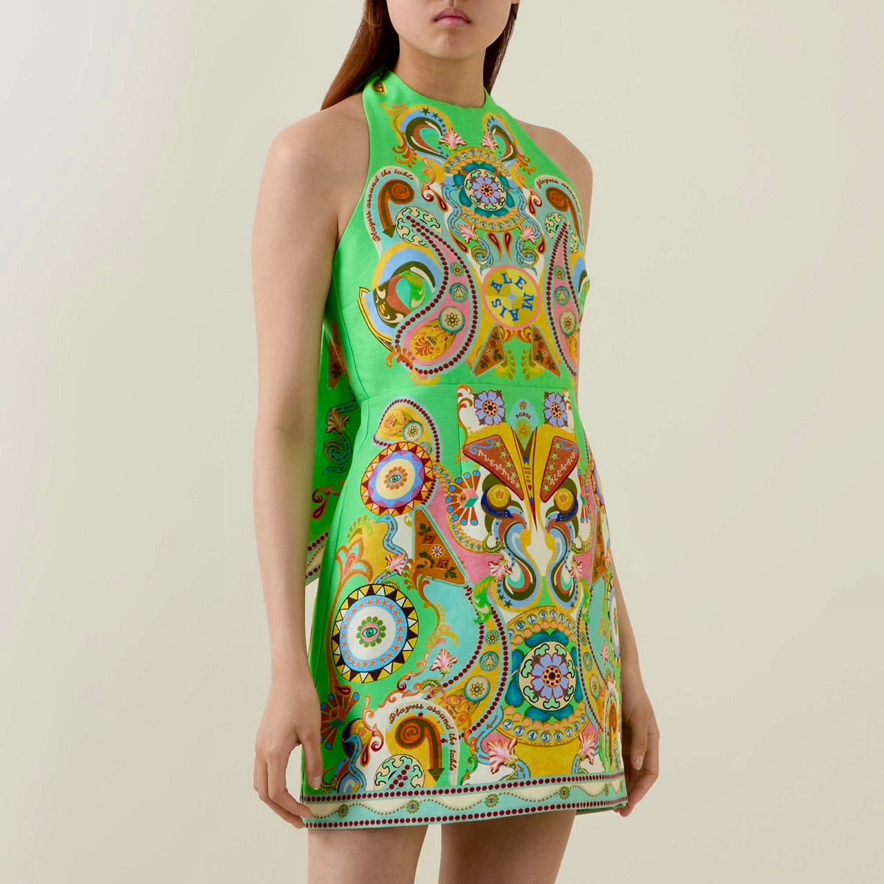Green Swirls Halter Mini Dress