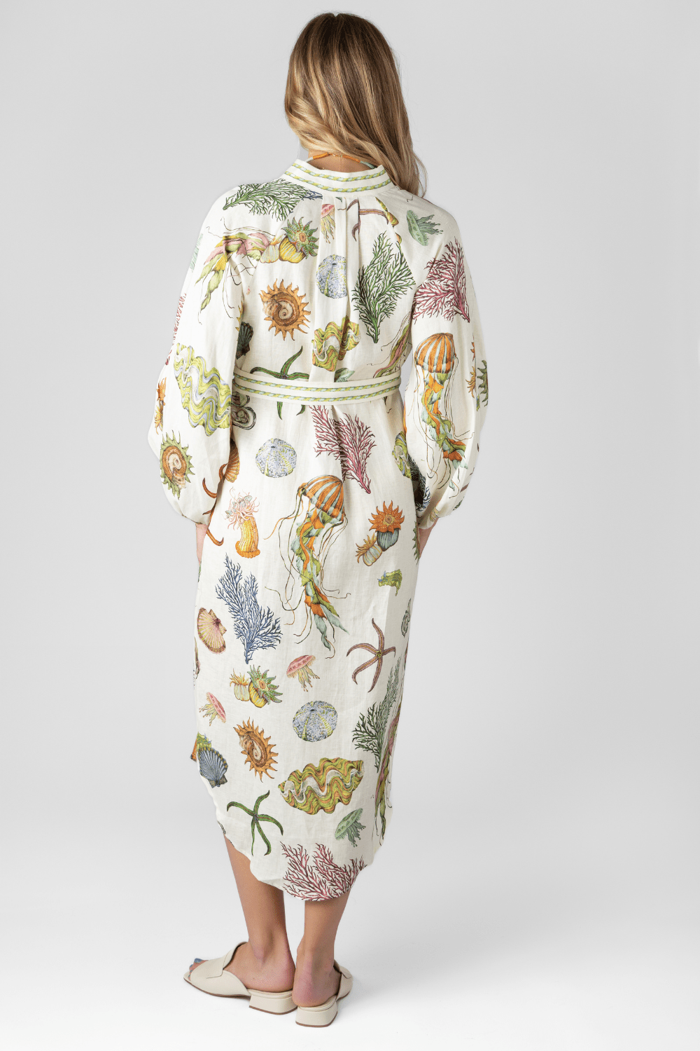 White Jellyfish Midi Shirt Dress