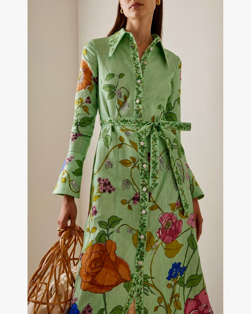 Mint Floral Maxi Shirt Dress