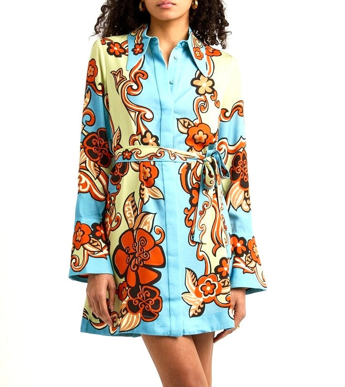 Groovy Flare Mini Shirt Dress