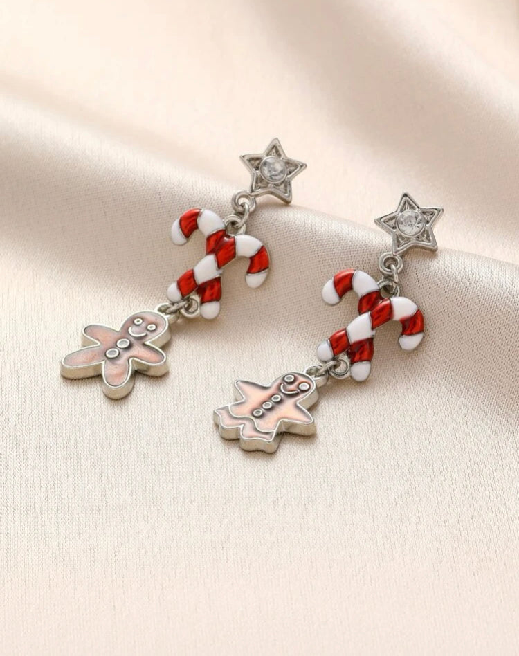 Gingerbread and Candy Cane Earrings