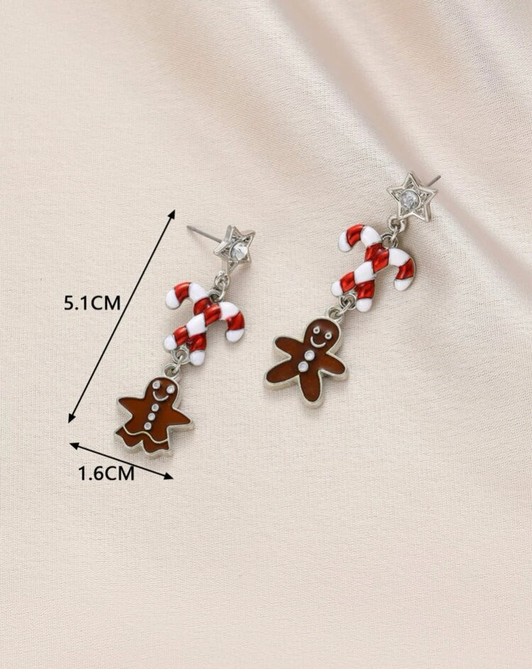 Gingerbread and Candy Cane Earrings